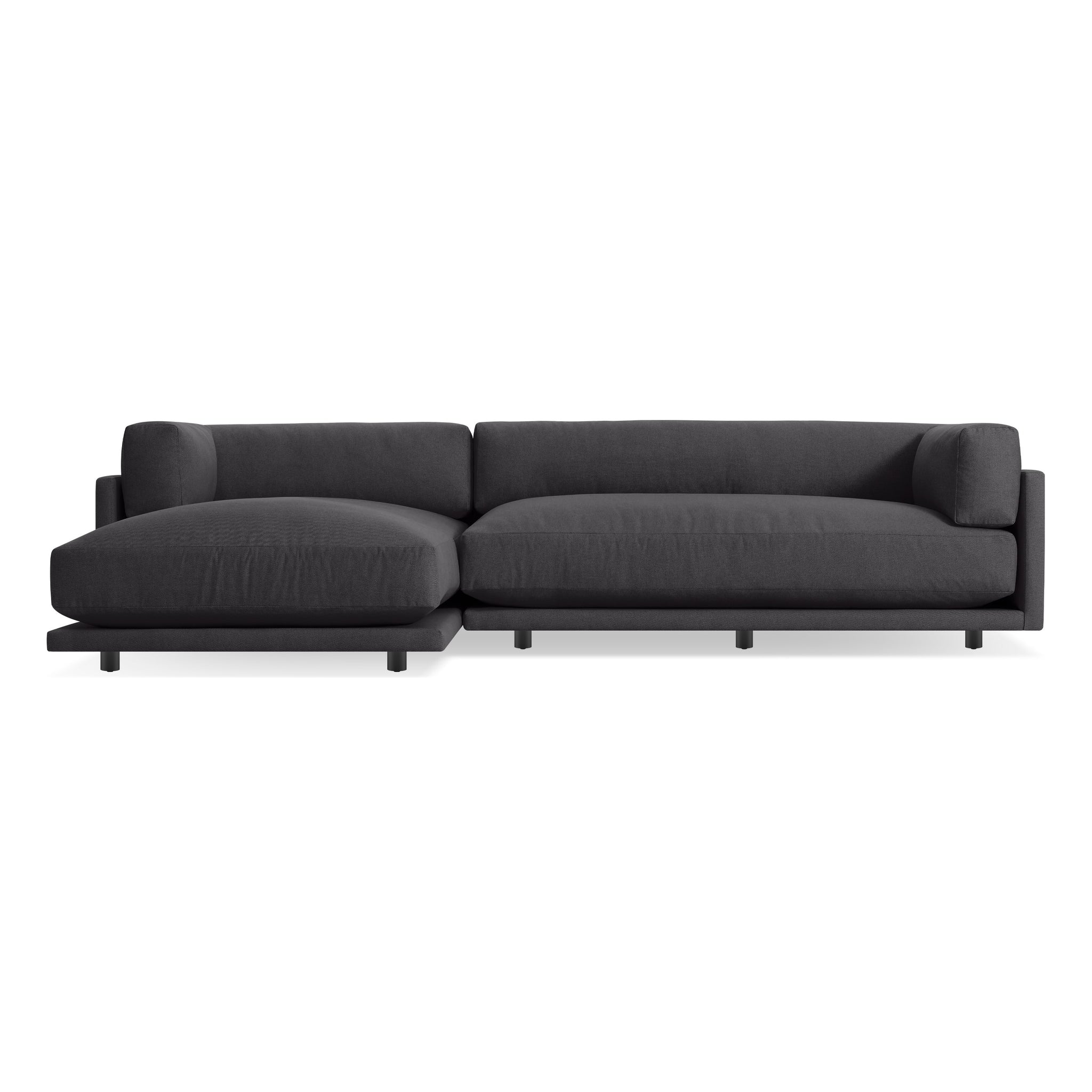 blu dot sunday small sofa w chaise  kelso charcoal