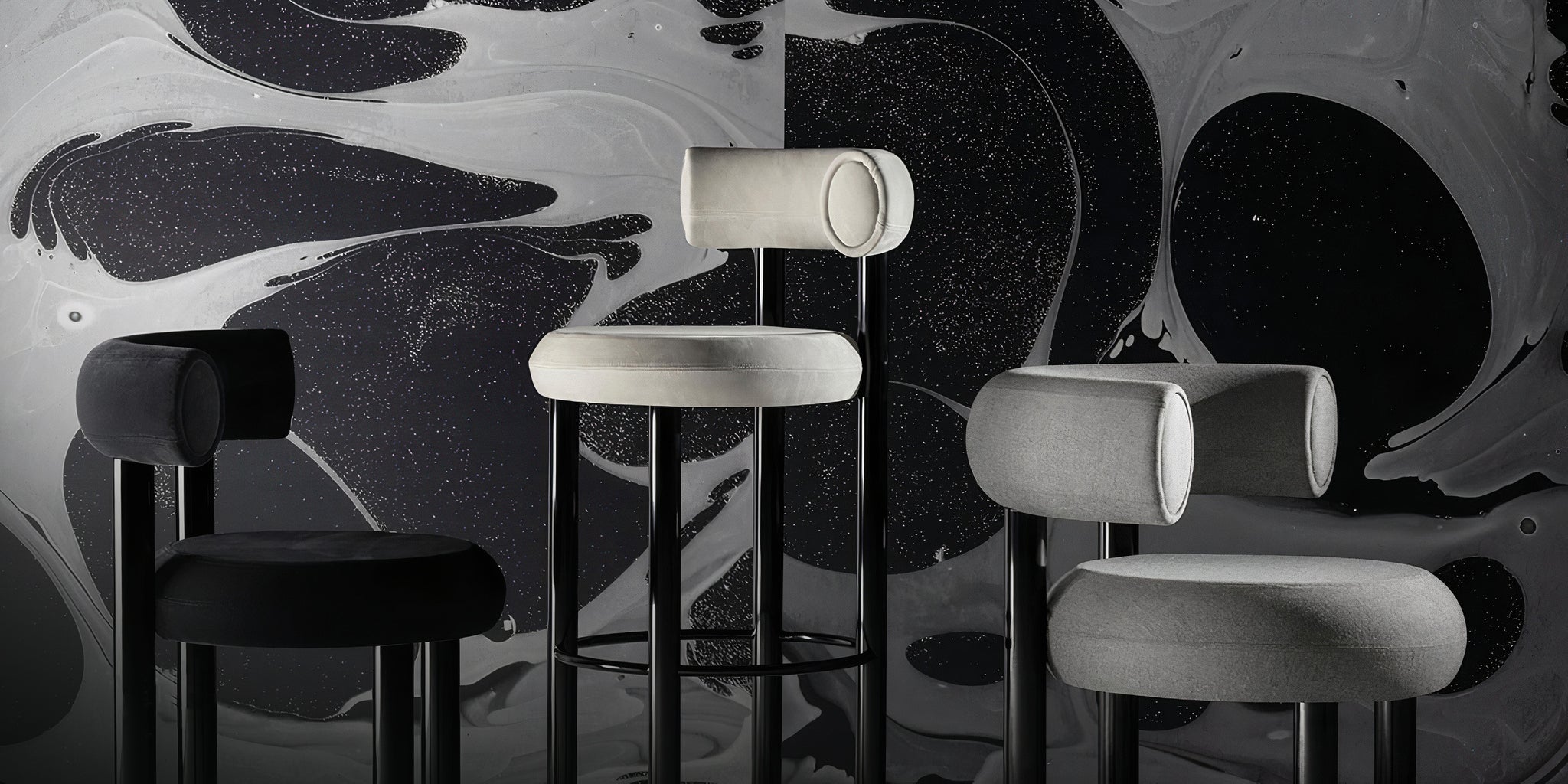 Tom Dixon Chairs on a Black Marble Background