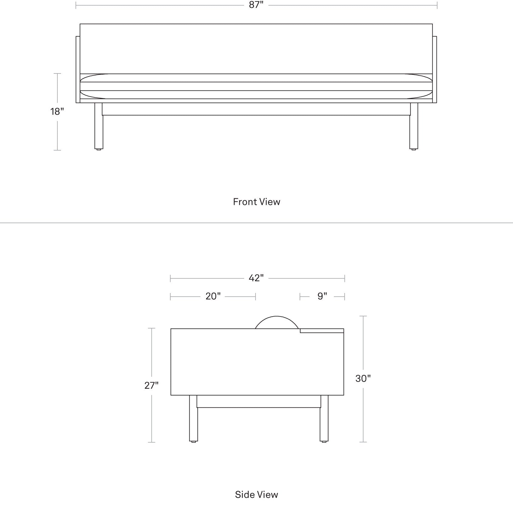 blu dot souvenir sofa product dimensions