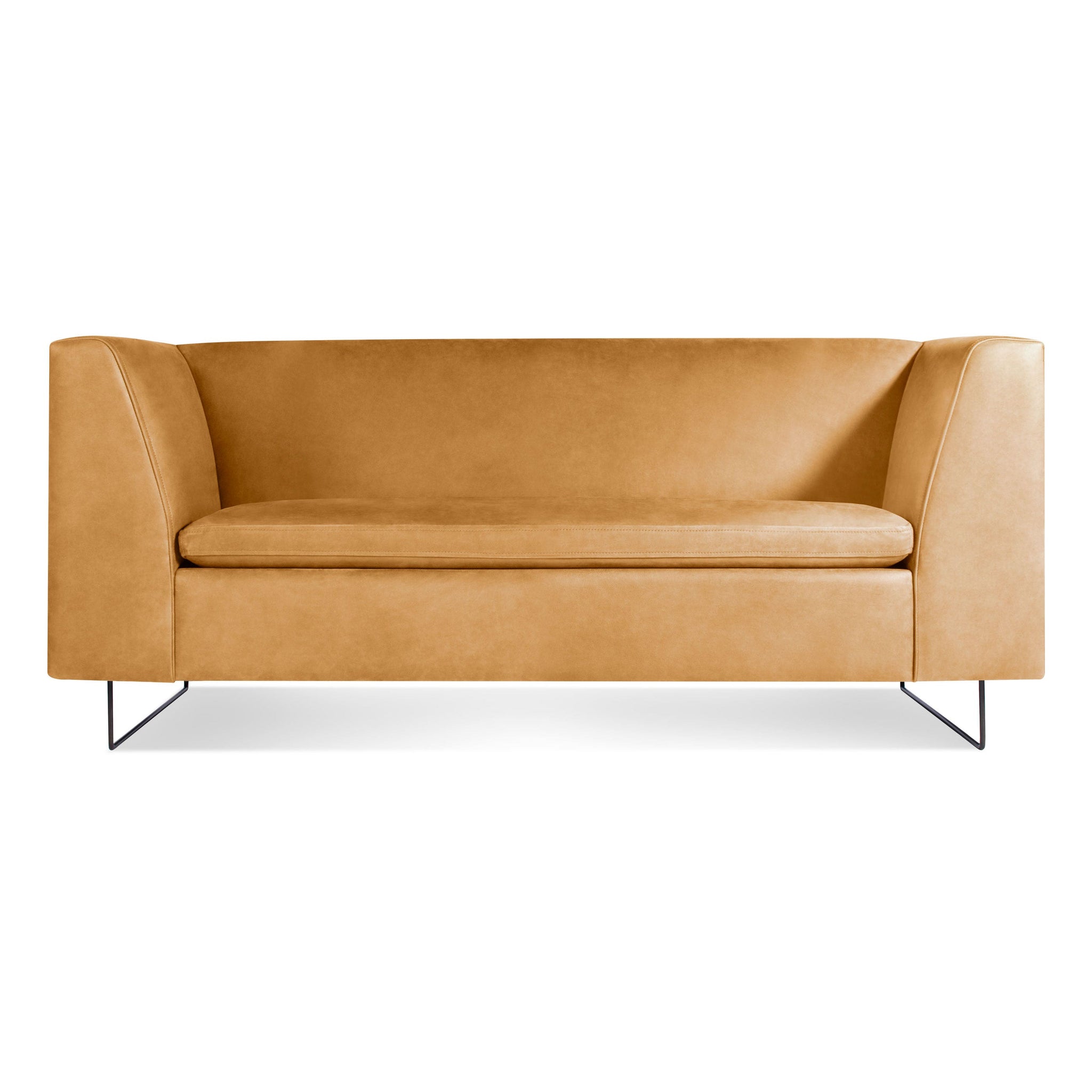 blu dot bonnie 72in sofa camel leather