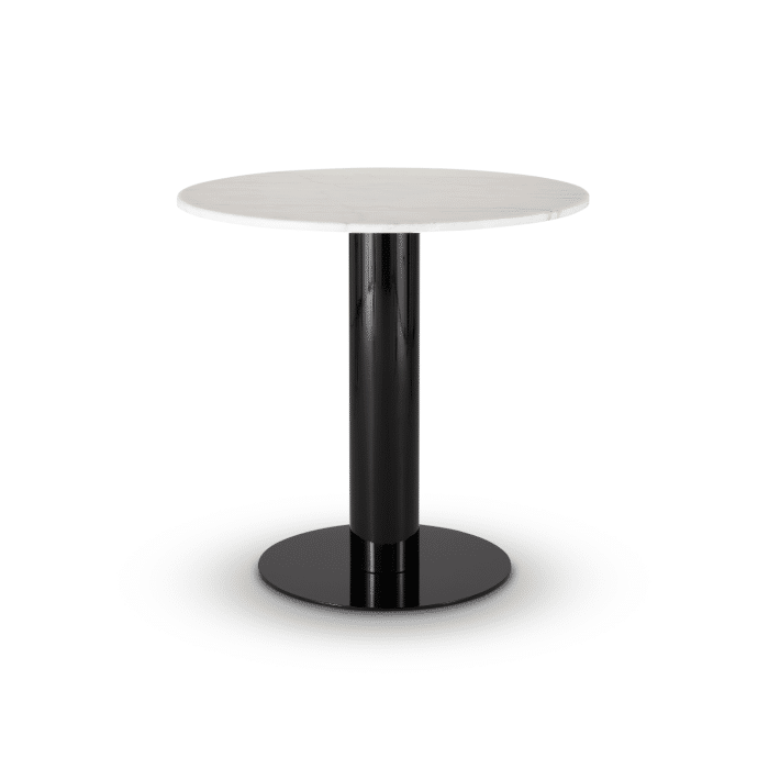Tube Dining Table Black White Marble Top 600mm