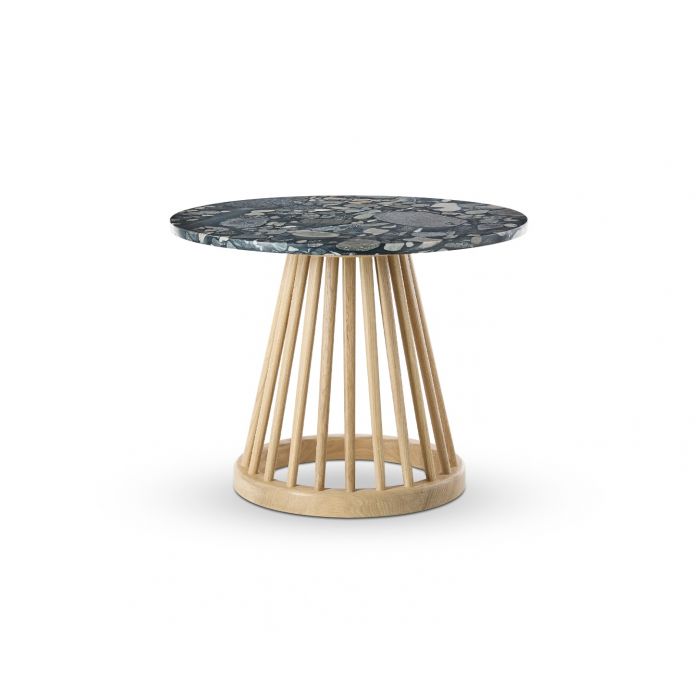 Fan Table Natural Base Pebble Marble Top 600mm