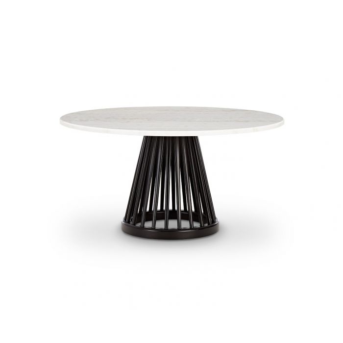 Fan Table Black White Marble 900mm