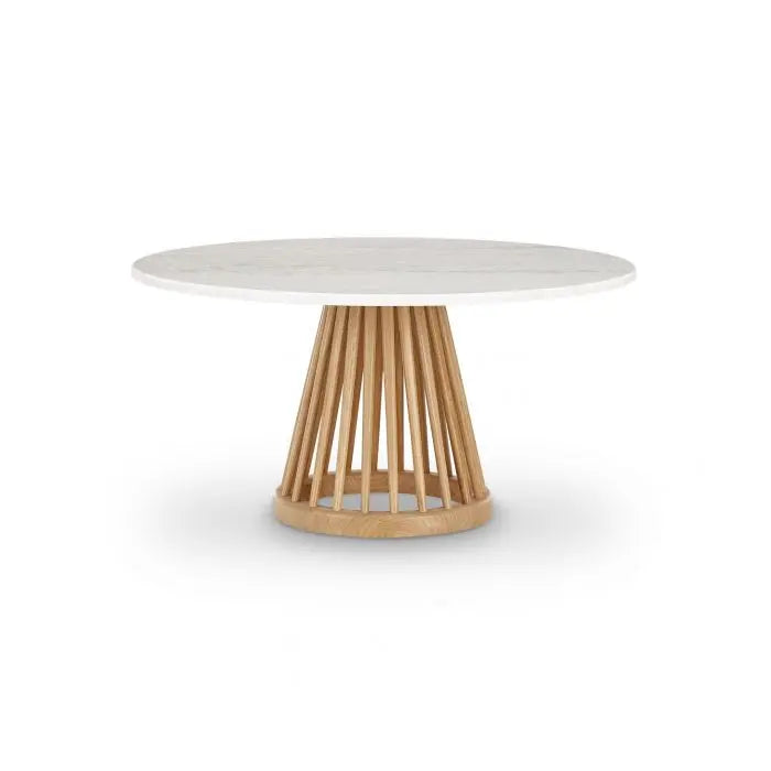 Fan Table Natural White Marble 900mm Tom Dixon