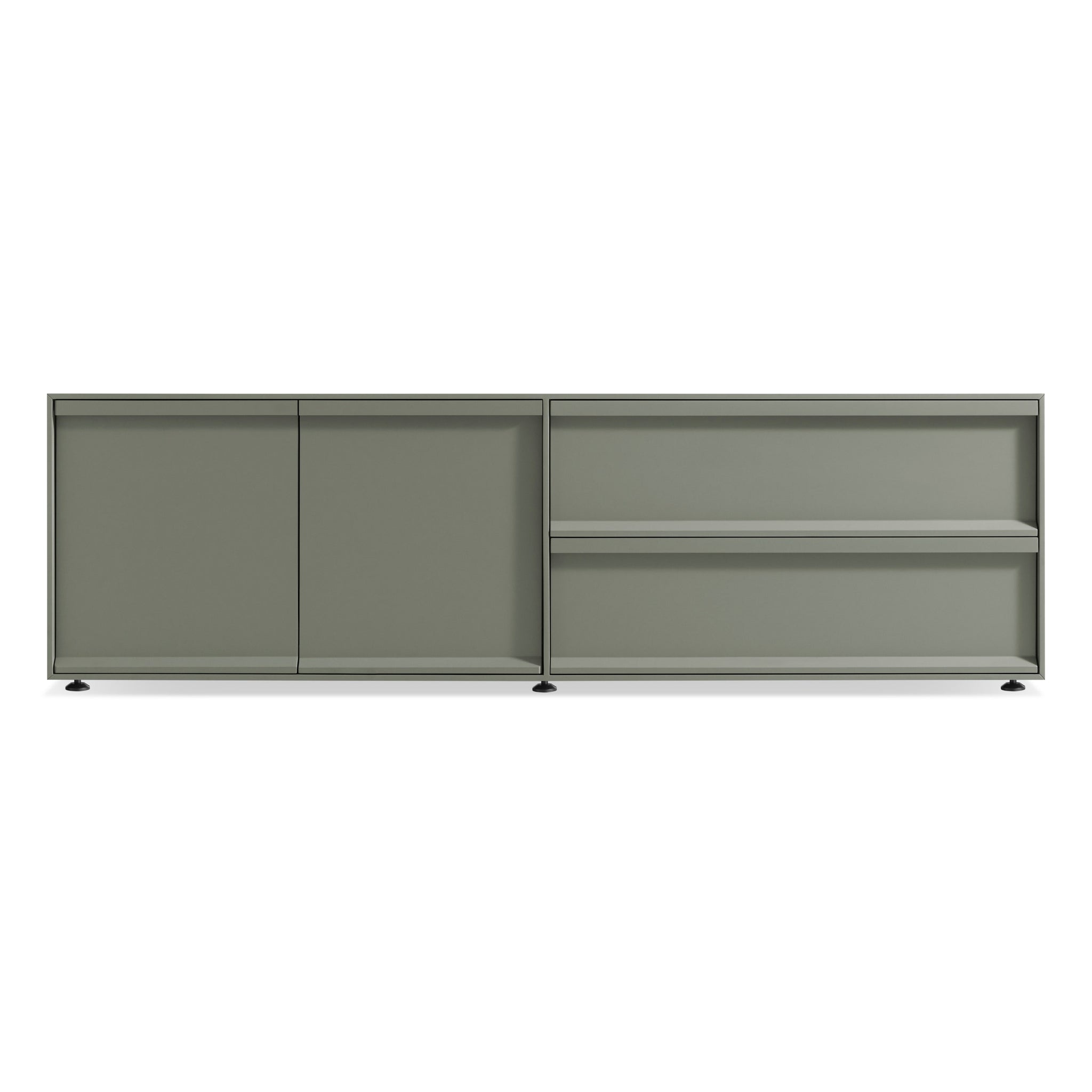 blu dot superchoice two door two drawer console grey green