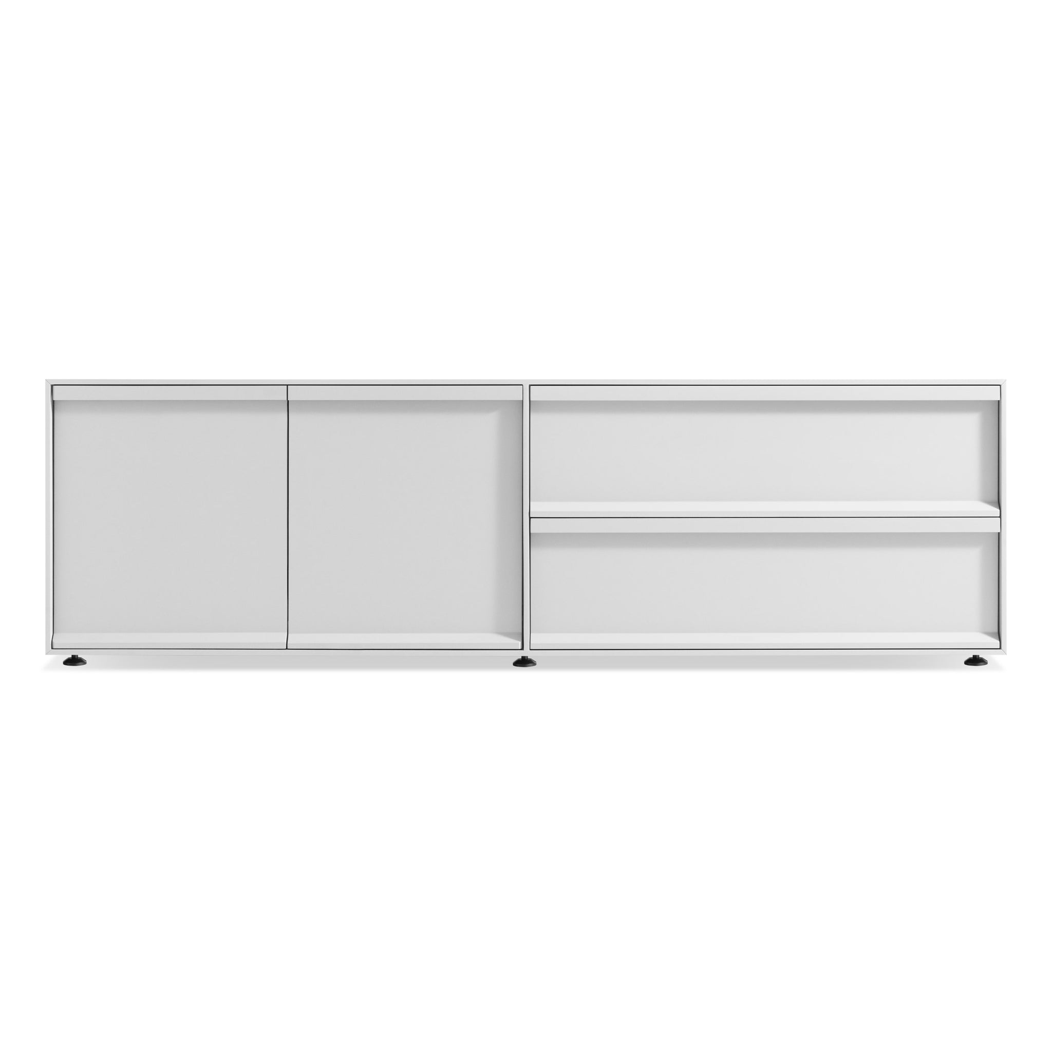 blu dot superchoice two door two drawer console white