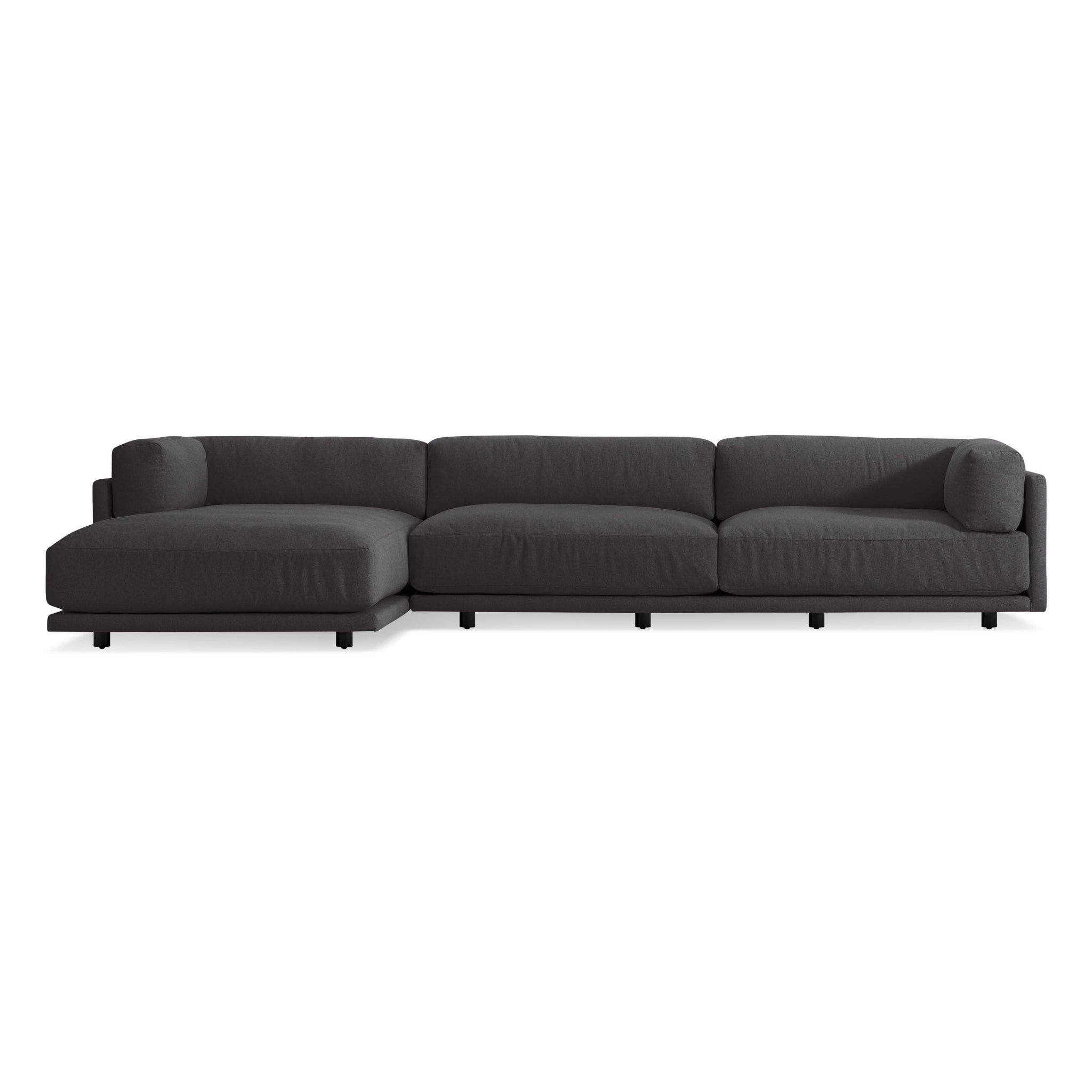 blu dot sunday sofa with chaise kelso charcoal