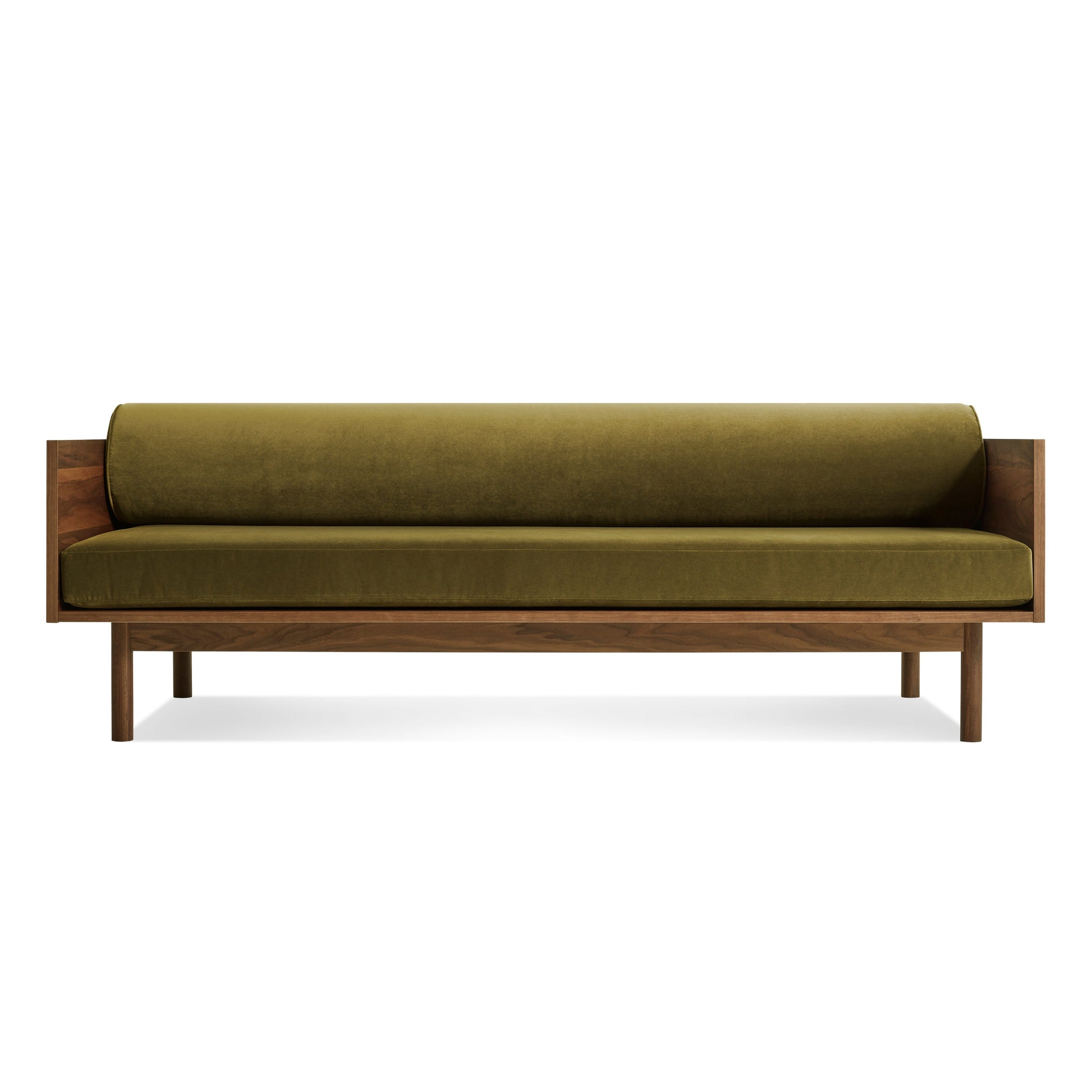 blu dot souvenir sofa loden green / walnut