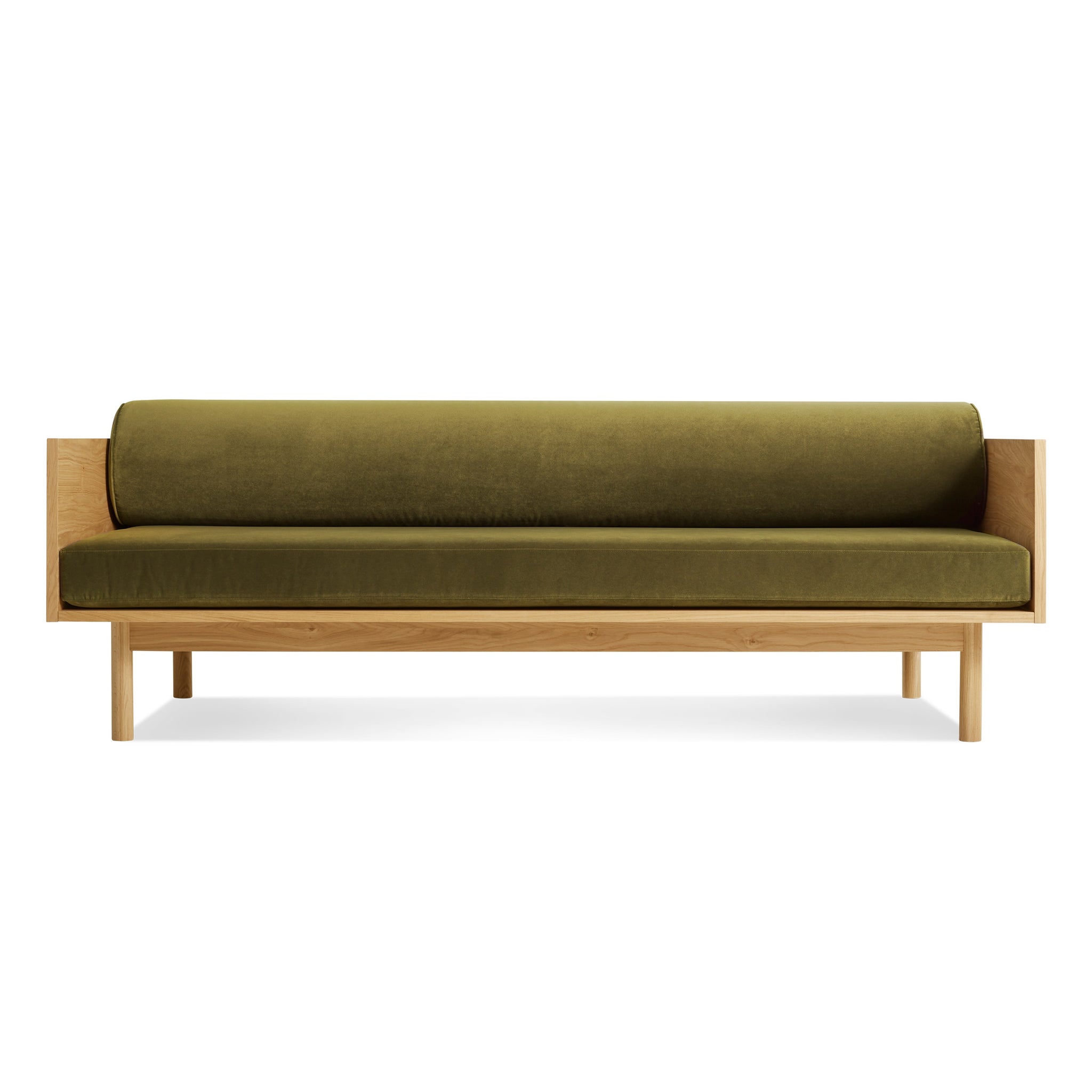 blu dot souvenir sofa loden green velvet / white oak