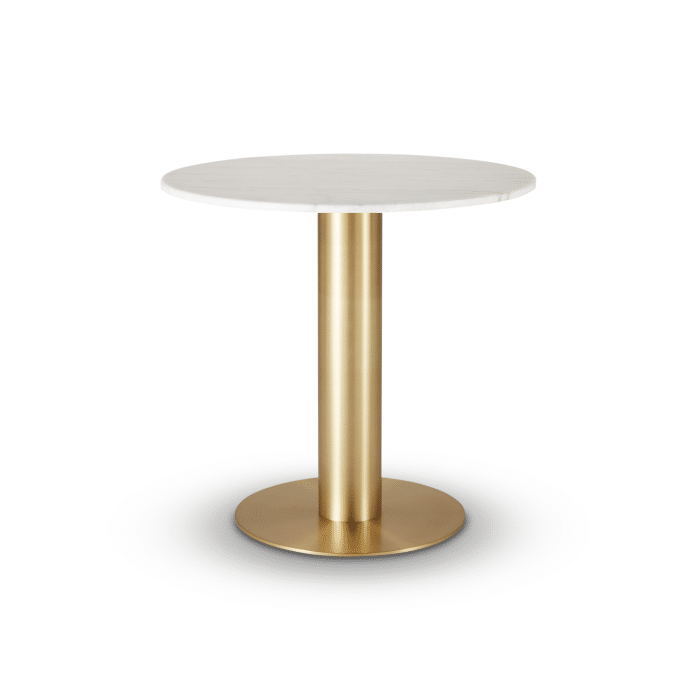 Tube Dining Table Brass White Marble Top 600mm